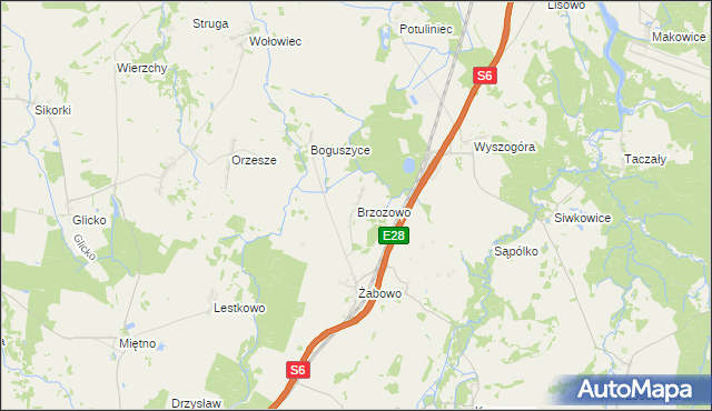 mapa Brzozowo gmina Nowogard, Brzozowo gmina Nowogard na mapie Targeo