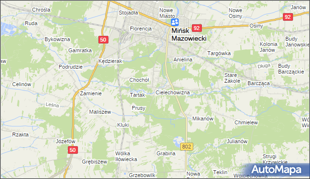 mapa Cielechowizna, Cielechowizna na mapie Targeo