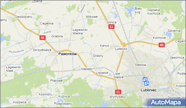 mapa Draliny, Draliny na mapie Targeo