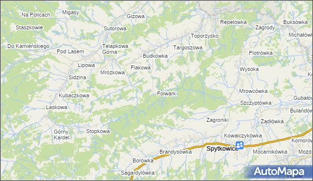 mapa Folwark gmina Jordanów, Folwark gmina Jordanów na mapie Targeo