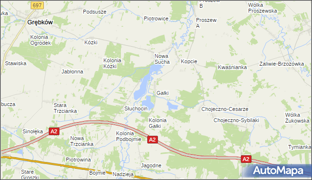 mapa Gałki gmina Grębków, Gałki gmina Grębków na mapie Targeo