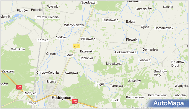 mapa Golice gmina Poddębice, Golice gmina Poddębice na mapie Targeo