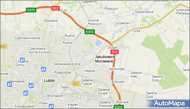 mapa Jakubowice Murowane, Jakubowice Murowane na mapie Targeo