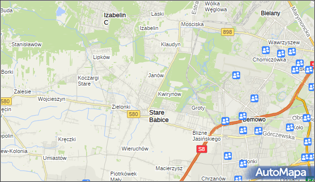 mapa Kwirynów gmina Stare Babice, Kwirynów gmina Stare Babice na mapie Targeo
