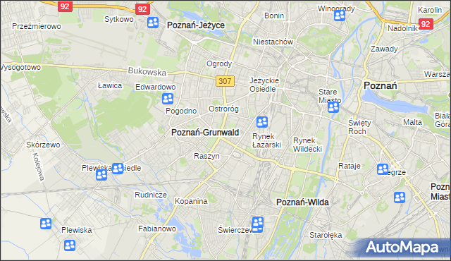 mapa Łazarz gmina Poznań, Łazarz gmina Poznań na mapie Targeo