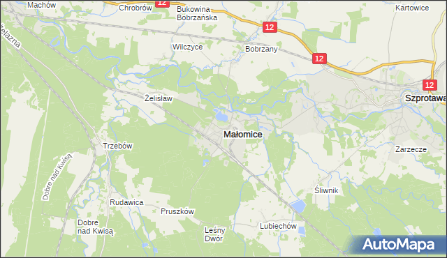 mapa Małomice, Małomice na mapie Targeo