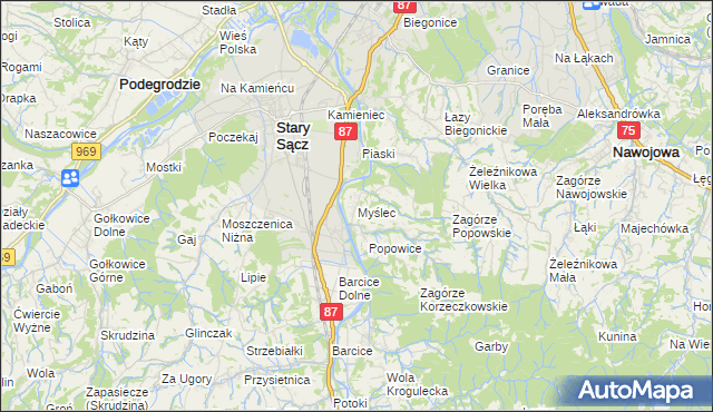 mapa Myślec, Myślec na mapie Targeo