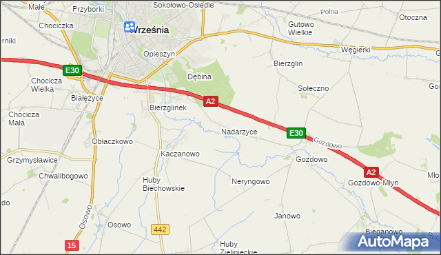 mapa Nadarzyce gmina Września, Nadarzyce gmina Września na mapie Targeo