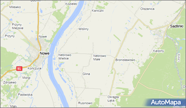 mapa Nebrowo Małe, Nebrowo Małe na mapie Targeo