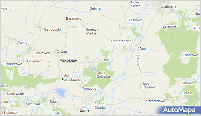 mapa Osiek gmina Pakosław, Osiek gmina Pakosław na mapie Targeo