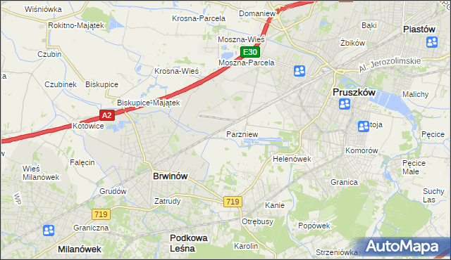 mapa Parzniew, Parzniew na mapie Targeo