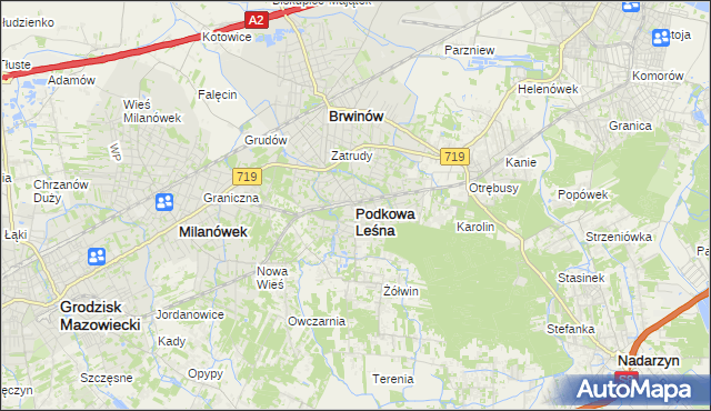 mapa Podkowa Leśna, Podkowa Leśna na mapie Targeo