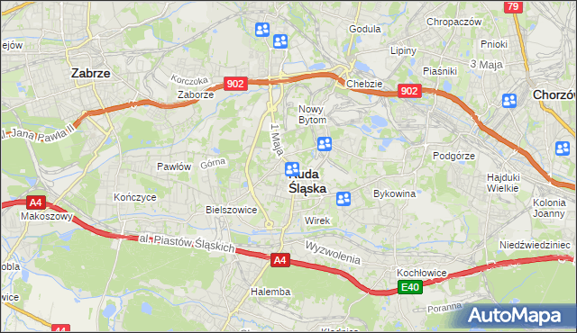 mapa Rudy Śląskiej, Ruda Śląska na mapie Targeo