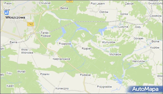 mapa Rząbiec, Rząbiec na mapie Targeo