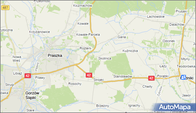 mapa Skotnica gmina Praszka, Skotnica gmina Praszka na mapie Targeo