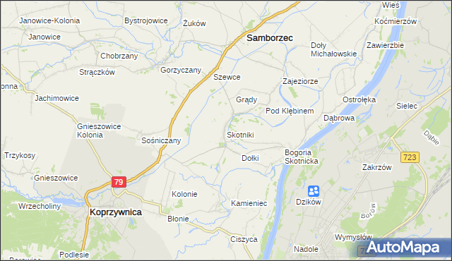mapa Skotniki gmina Samborzec, Skotniki gmina Samborzec na mapie Targeo