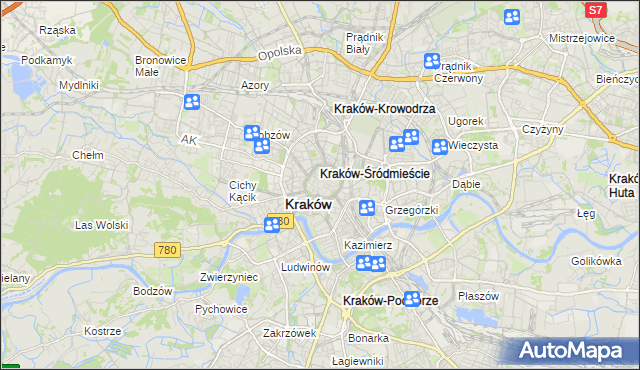mapa Stare Miasto gmina Kraków, Stare Miasto gmina Kraków na mapie Targeo