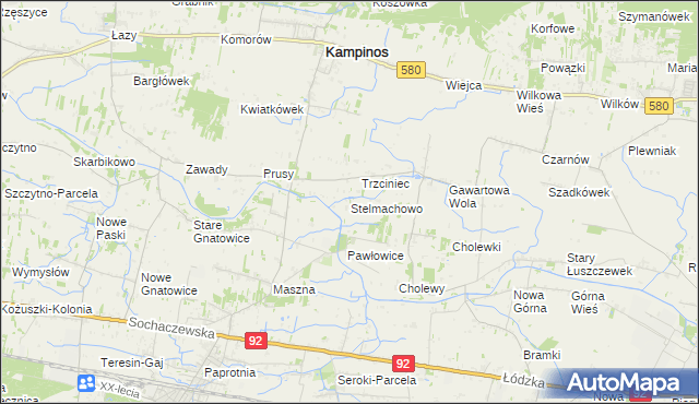 mapa Stelmachowo gmina Leszno, Stelmachowo gmina Leszno na mapie Targeo