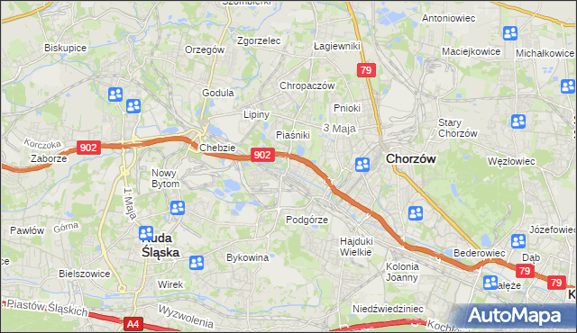 mapa Świętochłowice, Świętochłowice na mapie Targeo
