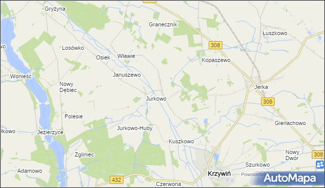 mapa Świniec gmina Krzywiń, Świniec gmina Krzywiń na mapie Targeo