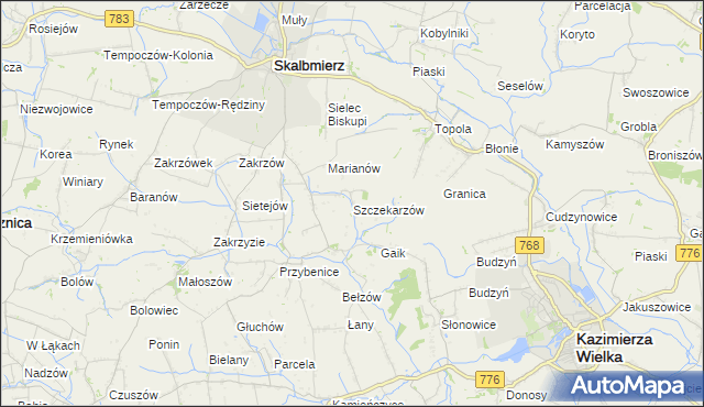 mapa Szczekarzów, Szczekarzów na mapie Targeo