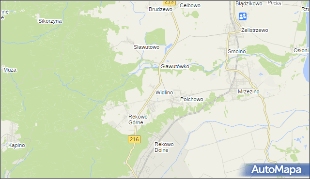 mapa Widlino gmina Puck, Widlino gmina Puck na mapie Targeo