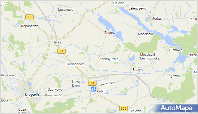 mapa Zbęchy-Pole, Zbęchy-Pole na mapie Targeo