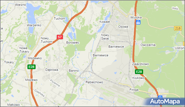 mapa Barniewice, Barniewice na mapie Targeo