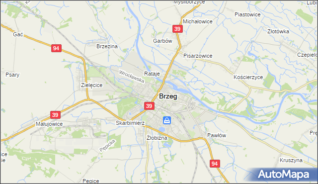 mapa Brzeg, Brzeg na mapie Targeo