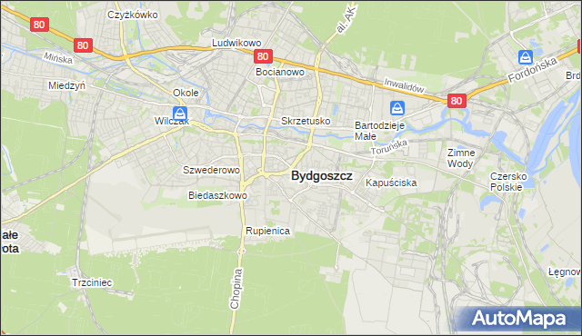 mapa Bydgoszczy, Bydgoszcz na mapie Targeo