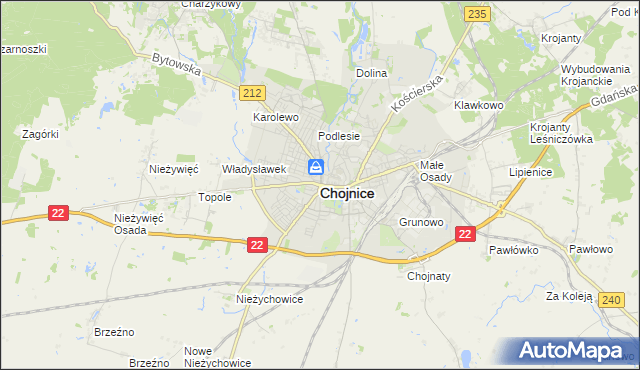 mapa Chojnic, Chojnice na mapie Targeo