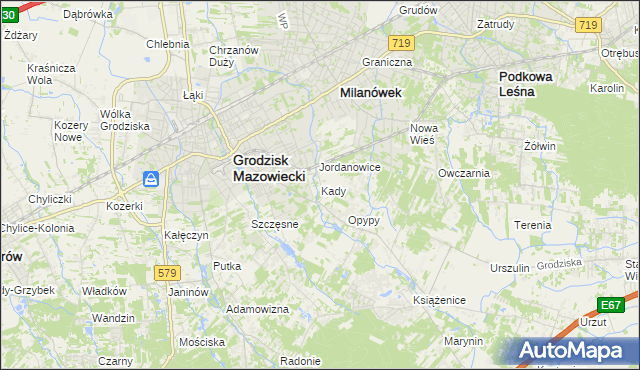 mapa Kady, Kady na mapie Targeo