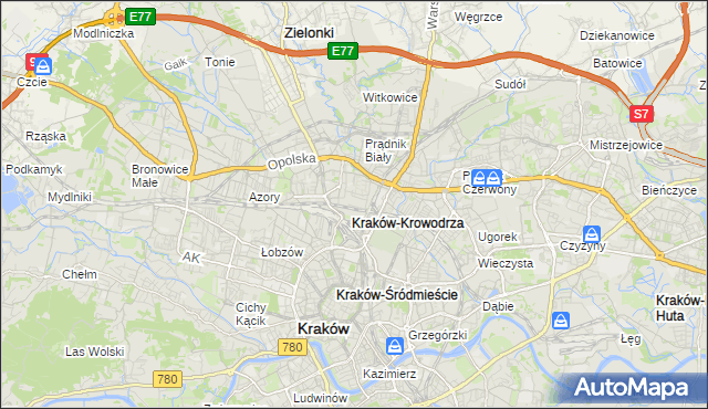 mapa Krowodrza, Krowodrza na mapie Targeo