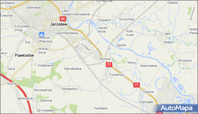 mapa Munina, Munina na mapie Targeo