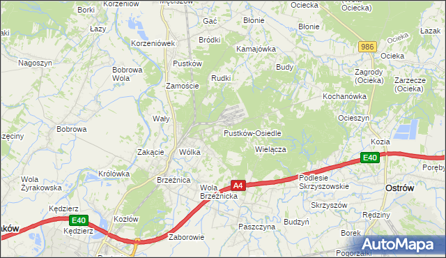 mapa Pustków-Osiedle, Pustków-Osiedle na mapie Targeo