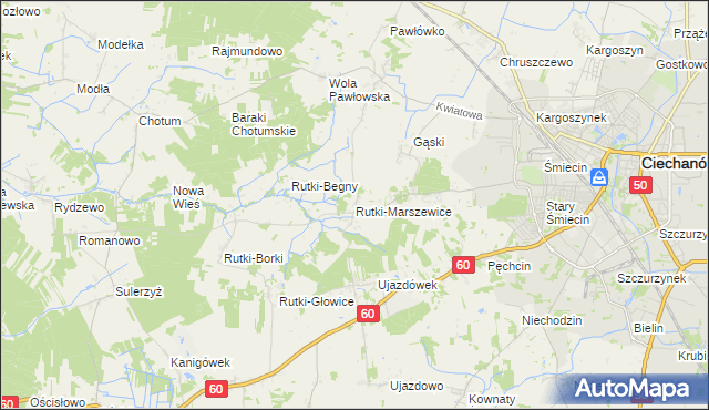 mapa Rutki-Marszewice, Rutki-Marszewice na mapie Targeo