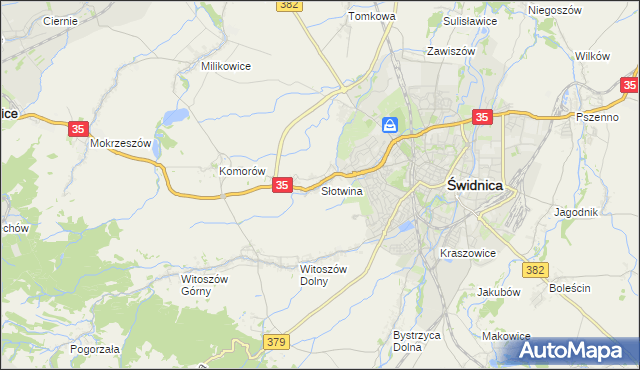 mapa Słotwina gmina Świdnica, Słotwina gmina Świdnica na mapie Targeo