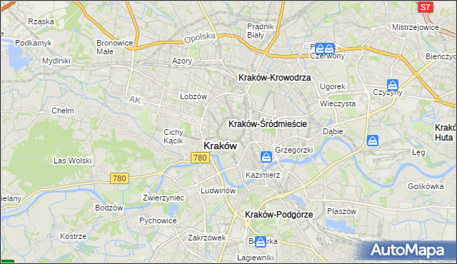 mapa Stare Miasto gmina Kraków, Stare Miasto gmina Kraków na mapie Targeo