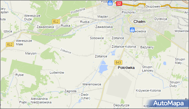 mapa Żółtańce, Żółtańce na mapie Targeo