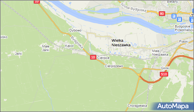 mapa Cierpice gmina Wielka Nieszawka, Cierpice gmina Wielka Nieszawka na mapie Targeo