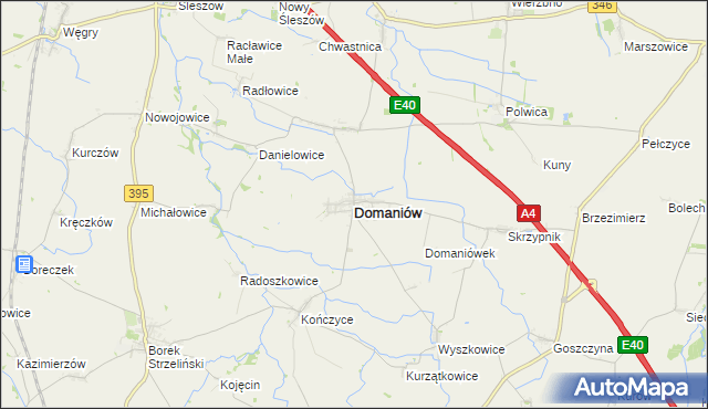 mapa Domaniów powiat oławski, Domaniów powiat oławski na mapie Targeo