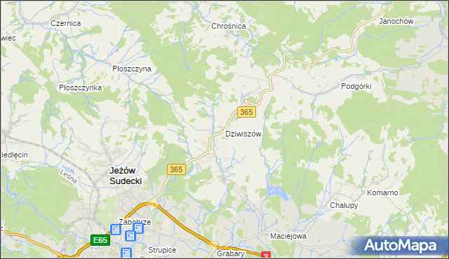 mapa Dziwiszów, Dziwiszów na mapie Targeo