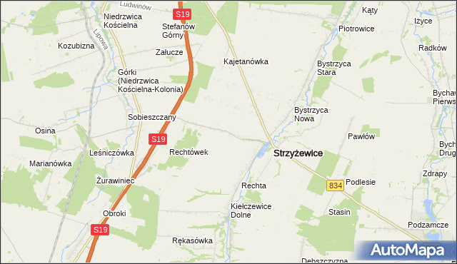 mapa Franciszków gmina Strzyżewice, Franciszków gmina Strzyżewice na mapie Targeo