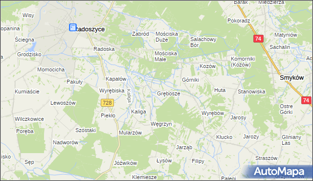 mapa Grębosze, Grębosze na mapie Targeo