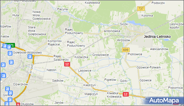 mapa Groszowice, Groszowice na mapie Targeo