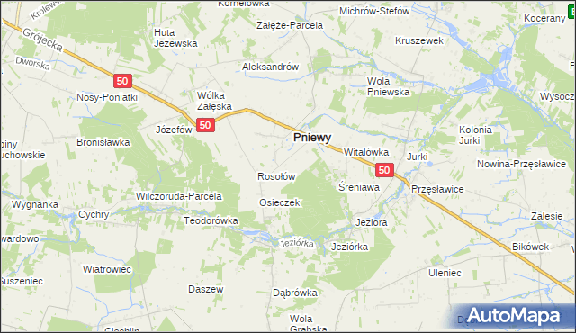 mapa Jeziora-Nowina, Jeziora-Nowina na mapie Targeo