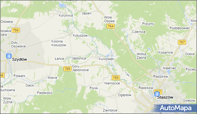 mapa Kurozwęki, Kurozwęki na mapie Targeo