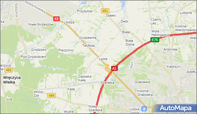 mapa Lgota gmina Kłobuck, Lgota gmina Kłobuck na mapie Targeo