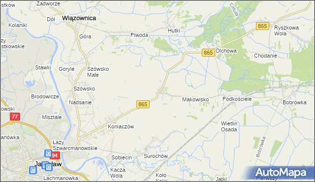 mapa Makowiska gmina Jarosław, Makowiska gmina Jarosław na mapie Targeo