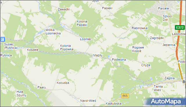 mapa Maziły, Maziły na mapie Targeo